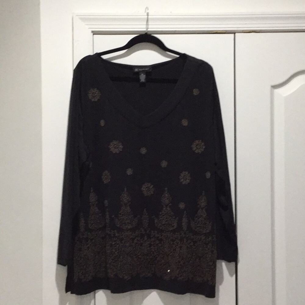 INC 3x Black tunic w/unique beading worn once